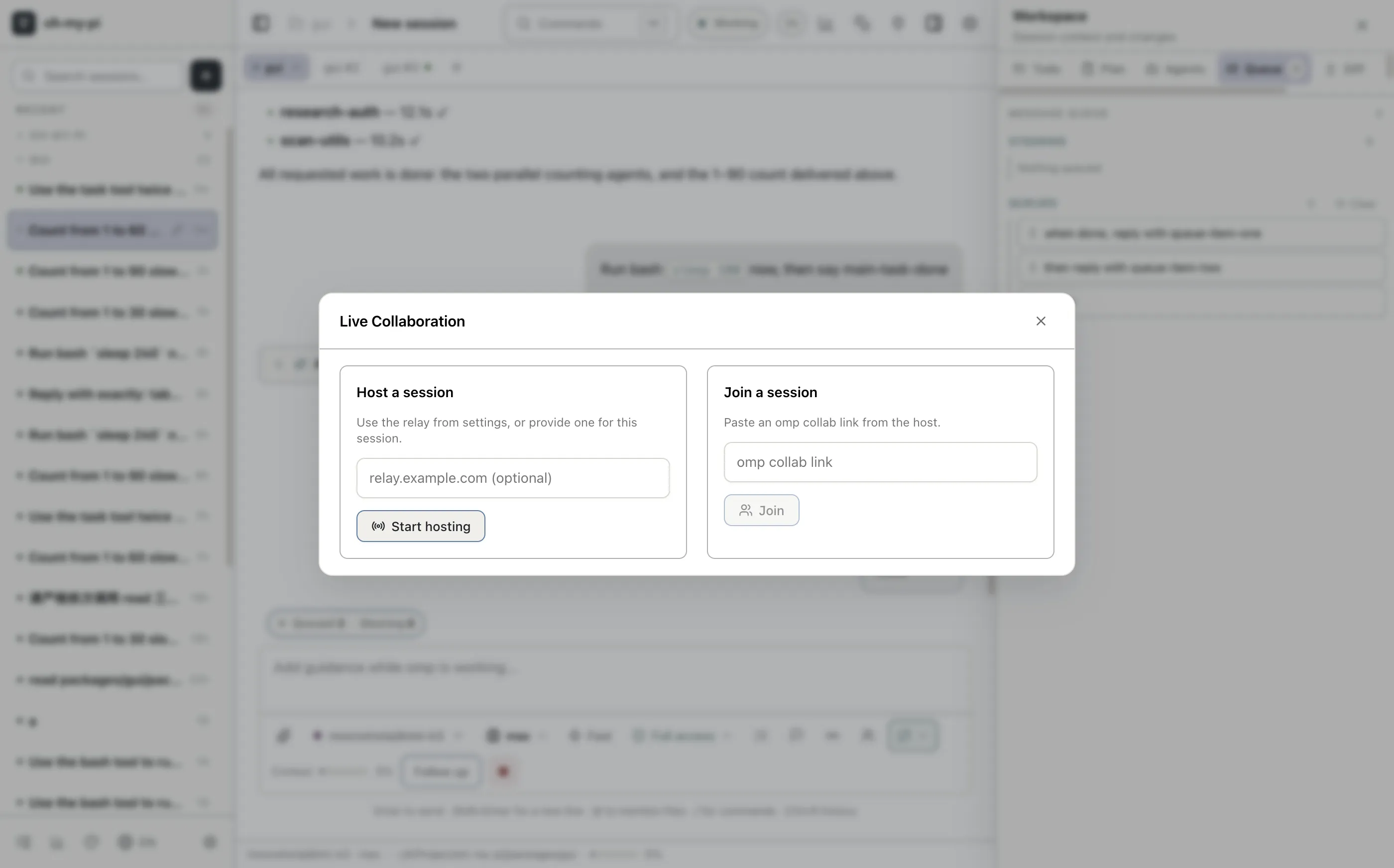Collaboration dialog