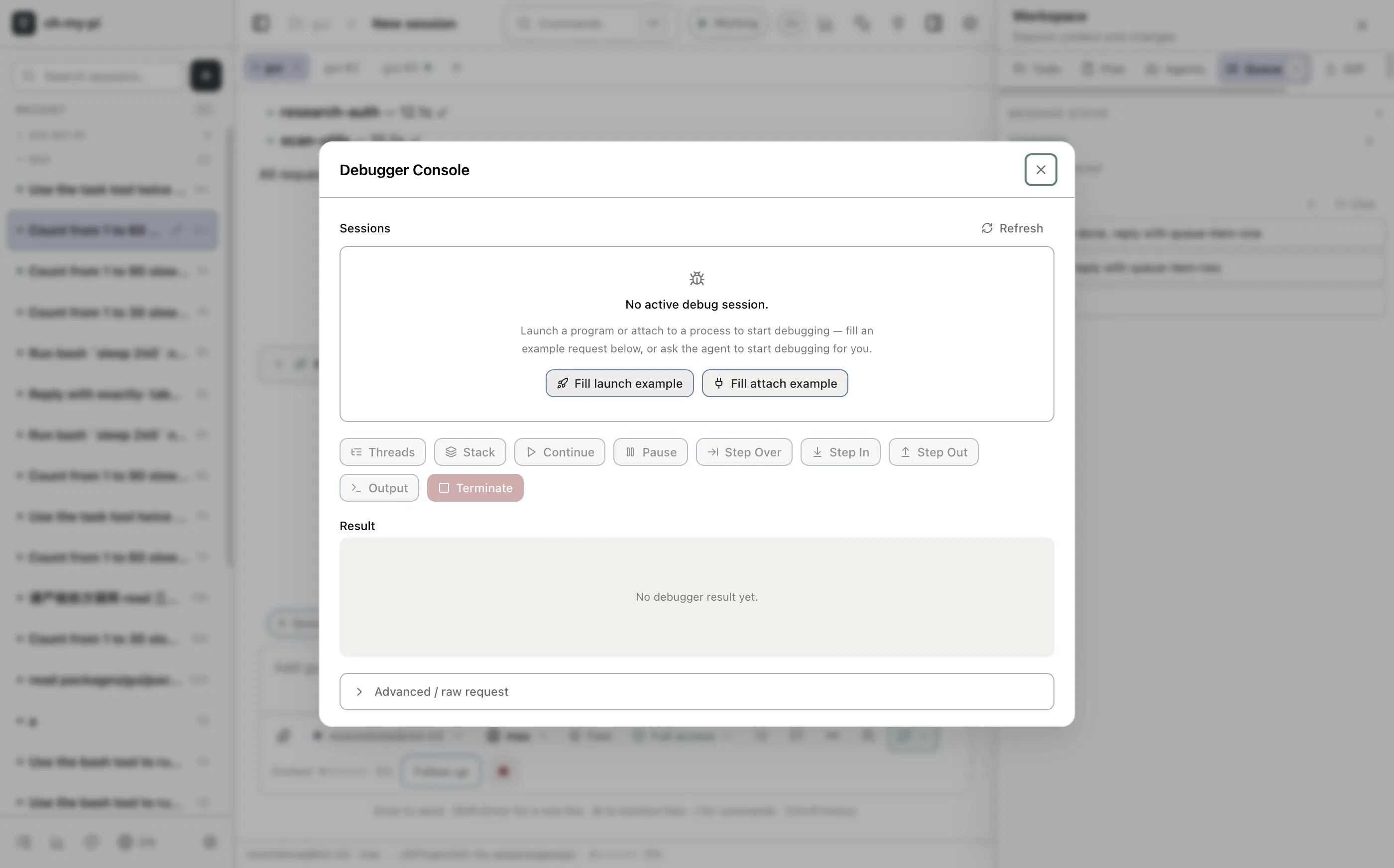 Structured debug console